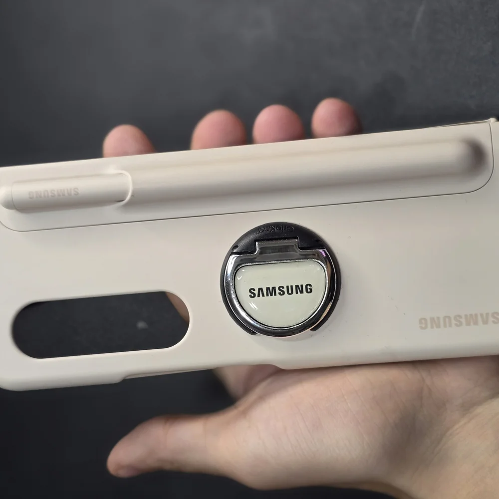 Samsung Z Fold 4 S Pen Cream Case with Ring Holder for Smartphones